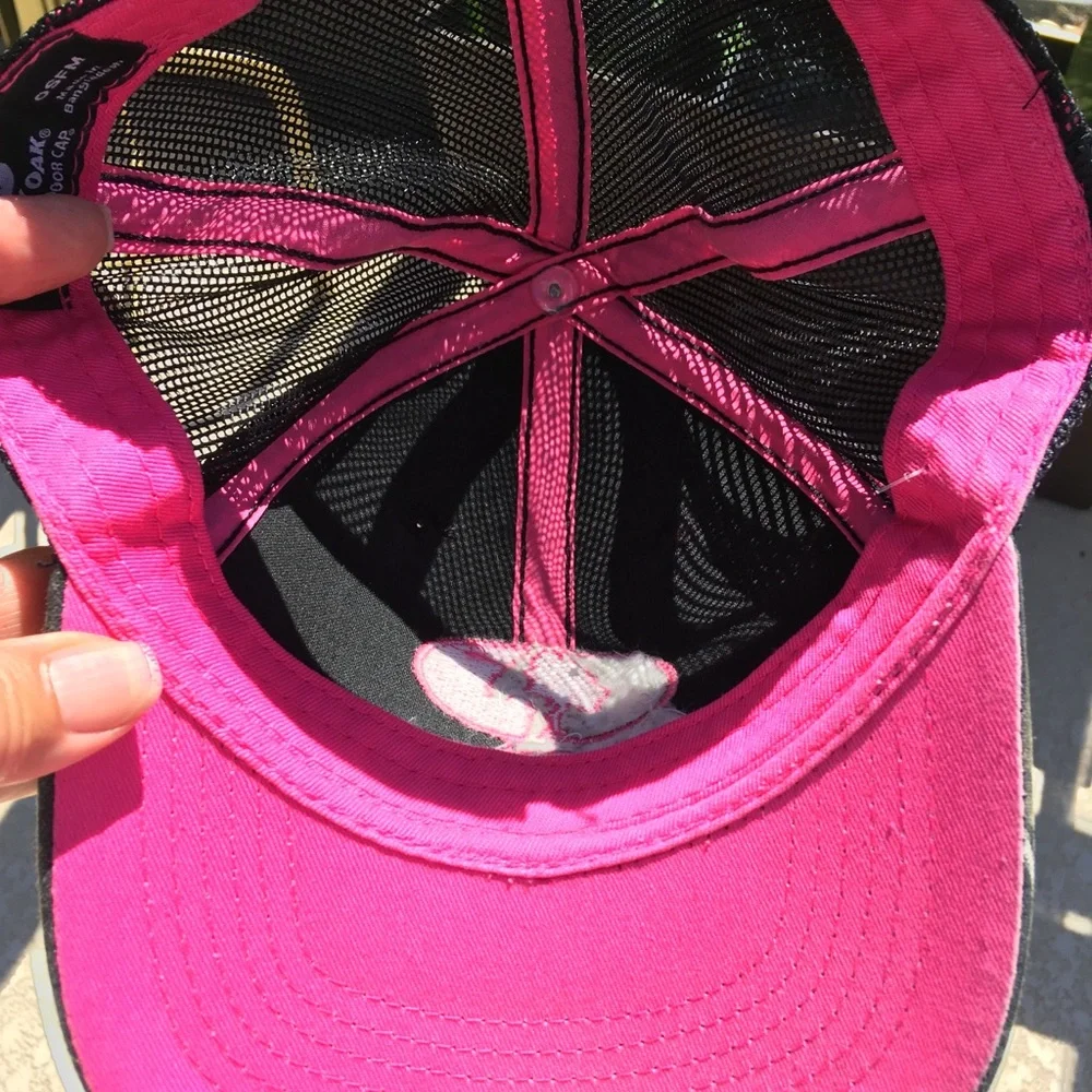 Mossy Oak by Outdoor Cap Black Hat with Pink Logo O/S Hunting Fishing
